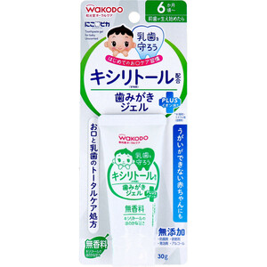 まとめ得 和光堂 にこピカ キシリトール配合 歯みがきジェル 無香料 30g入 x [4個] /k