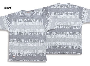 ジャガードボーダーVネック半袖Tシャツ◆PANDIESTA JAPAN グレーXXLサイズ 582206 パンディエスタジャパン パンダ