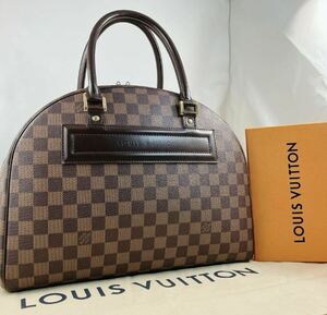 未使用級 定価16万 ベタなし LOUIS VUITTON ルイヴィトン ハンドバッグ ボストン ダミエ エベヌ ノリータ N41455 レザー ブラウン 茶