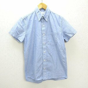 T■アーバンリサーチ/URBAN RESEARCHボタンダウン半袖オックスフォードシャツ■水色【M】MENS