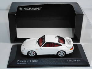 ☆1円始レアPMA-Minichamps ☆ 1/43ポルシェPorsche 911( 993 ) turbo Carraraweiss 　1995　☆231124