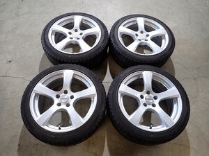 YS14590【送料無料225/45R18】クラウン マークXなどに ダンロップ 中古スタッドレスセット ●18×8J 114.3/5H ET42●1円スタート