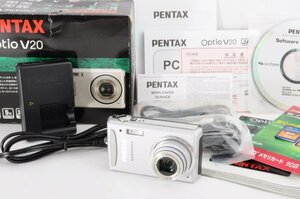 動作品 PENTAX ペンタックス Optio オプティオ V20 バッテリー 元箱付 コンパクトデジタルカメラ デジカメ コンデジ シルバー RM-628M/630