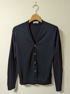 美品　JOHN SMEDLEY　ジョンスメドレー　ニット　カーディガン　ネイビー　ウール　ビームスエフ別注　BEAMS F　イギリス製