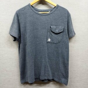 D485 go slow caravan ゴースローキャラバン 半袖 カットソー Tシャツ クルーネック 胸ポケット ロゴ コットン メンズ ブルー系 サイズ 3