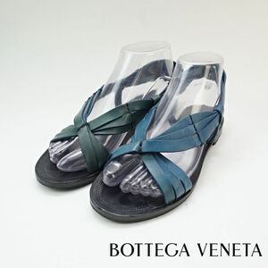 BOTTEGA VENETA ボッテガヴェネタ 36 23.0 フラットサンダル アンクルストラップ レザー イタリア製 青 ブルー /XC15