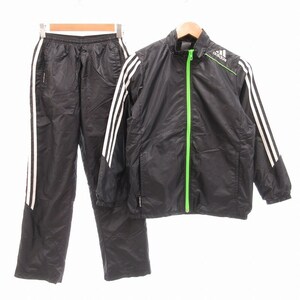 アディダス adidas セットアップ ウインドブレーカーセット ジップアップジャケット トラックパンツ キッズ150 黒 ブラック /UO