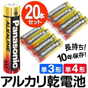 Panasonic アルカリ乾電池 20本セット 単3形 乾電池 パワー長持ち 10年保管 備蓄 予備 防災 家電 送料無料 2M◇ 金パナ4P×5:単3電池20本