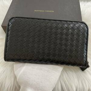 BOTTEGAVENETA BOTTEGA VENETA ボッテガヴェネタ イントレチャート 長財布 財布 ラウンドファスナー ファスナー ブラック BOX付属