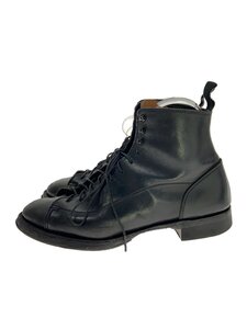 Makers◆GULF/モンキーブーツ/レースアップブーツ/UK7.5/BLK/レザー/傷有