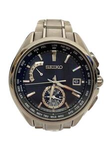 SEIKO◆ソーラー腕時計/アナログ/ステンレス/BLK/SLV/8B63-0AV0