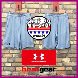 SP1-144★日本未発売品★吸湿速乾★グレー【UNDER ARMOUR アンダーアーマー】HEATGEAR 幾何学模様 ハーフパンツ【メンズ M】ジム スポーツ