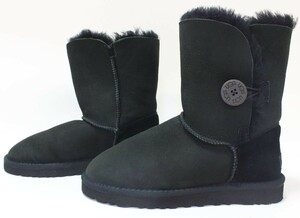 ○ UGG australia ベイリー ボタン ムートンブーツ 24cm ブラック ○MOF09049　BAILEY BUTTON ショートブーツ アグ 5803