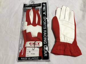 ★FET ３Dライトウエイト　レーシンググローブRED/WHT　Mサイズ　FT3DLW02　新品　未使用　走行会