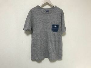 本物リーLeeコットンデニム胸ポケット半袖TシャツメンズビジネススーツグレーLアメカジ