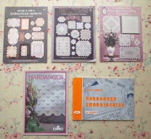 46157/ハーダンガー刺しゅうの本 5冊セット 洋書 Decorating with Hardanger Embroidery 刺繍図案集 テクニックガイド ドロンワーク