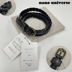 nano universe ブラック レザーナローブレードベルト レディース メッシュ 本革 牛革 黒 ゴールド系バックル アクセサリー ナノユニバース