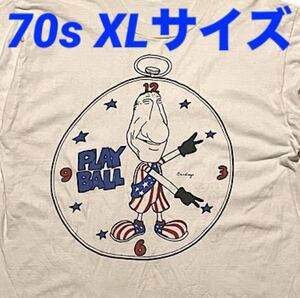 70s スピロアグニュー ビンテージ Tシャツ 時計モチーフ ビッグサイズ キャラクター SPIRO AGNEW アメリカ副大統領 Signal(白,XLサイズ)