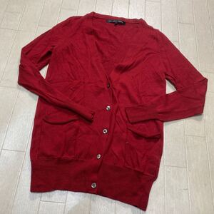 4041☆ UNITED ARROWS GREEN LABEL RELAXING トップス ニット カーディガン レディース 38 レッド 無地