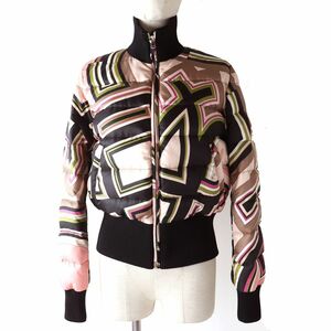 極美品△正規品 EMILIO PUCCI エミリオプッチ 66YC11 66751 プッチ柄 ショート ダウンジャケット／ブルゾン ピンク系マルチ 38 ハンガー付