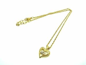 ■美品■ NINA RICCI ニナリッチ ハートモチーフ ラインストーン ネックレス ペンダント アクセサリー レディース ゴールド系 DE0432