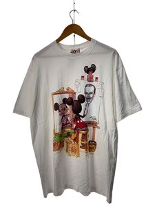 Disney VINTAGE◆90s/MICKEY MOUSE Norman Rockwell PARODY/Tシャツ/XL/コットン/WHT//