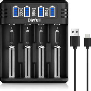 Dlyfull 急速充電池充電器 18650リチウムイオン電池 単4単3 ニッケル水素/26650/14500/10430/186