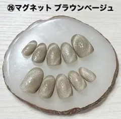 ㉖ネイルチップ ハンドメイド マグネット ブラウンベージュ