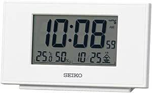 セイコークロック(Seiko Clock) 置き時計 白パール 本体サイズ:7.8×13.5×3.8cm 目覚まし時計 電波 デジ