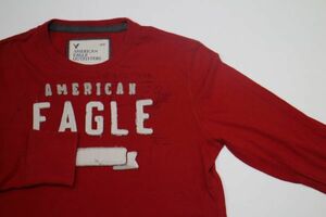 【古着美品アメリカンイーグルアウトフィッターズ長袖Tシャツ赤M】AMERICANEAGLE OUTFITTERSニューヨークアメカジ