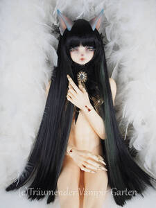 【数量限定】8.5-9.5inch 小顔SD DD 等 新品 ドール ウィッグ TVG-03 Long ver. 濡羽鴉 - crow meets peacock - Irregular ver.