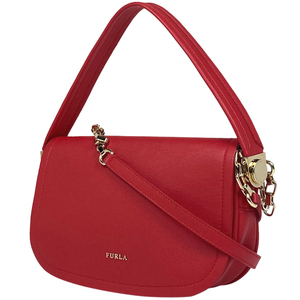 フルラ Furla ロゴ チェーン ショルダーバッグ 2WAY ハンドバッグ ワンショルダー レザー レッド F6609 レディース 【中古】