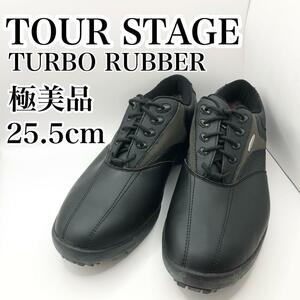 【極美品】TOUR STAGE ツアー　ステージ　メンズ ゴルフ　シューズ ブラック 25.5cm