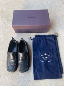 PRADA Leather Driving Shoes ブラック ローファー プラダ シューズ