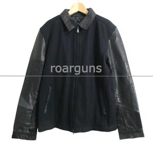 美品 roarguns ロアーガンズ サイズ3 カシミヤ混 スワロフスキー クロスガン スタッズ 裏地キルティング スタジャン ブルゾン 黒 ブラック