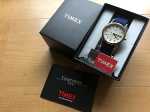 美品 箱付属品付 TIMEX タイメックス INDIGLO ゴールド×アイボリー ブルー純正ナイロンベルト クオーツ レディース 腕時計