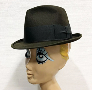 50s 希少 深緑 borsalino ボルサリーノ ビンテージ ステットソン ジョニーデップ フェルトハット レディース 女子 キッズ 子供 中古 古着