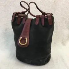 CELINE セリーヌ ハンドバッグ 巾着タイプ スエード ブラゾンマーク