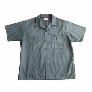 100円スタート 60s70s80s BIG MAC penneys オープンカラー ワークシャツ L 半袖 ダークオリーブ ビンテージ 開襟 ビッグマック ペニーズ