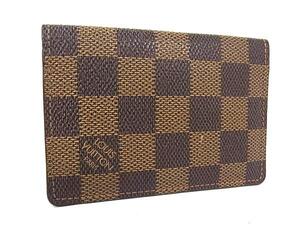 1円 ■美品■ LOUIS VUITTON ルイヴィトン N61721 ダミエ オーガナイザー ドゥ ポッシュ カードケース 名刺入れ ブラウン系 FI6111