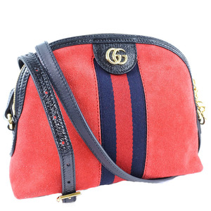 GUCCI グッチ オフィディア 499621 ショルダーバッグ スウェード×レザー ハイビスカスレッド ユニセックス【58240220】中古品