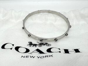 ◇COACH コーチ ラインストーン ブレスレット バングル アクセサリー レディース シルバー系 ジュエリー 保存袋付