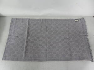 ●CD17 ★ GUCCI グッチ ショール ストール グレー 羊毛100% 48×180cm 中古 ★