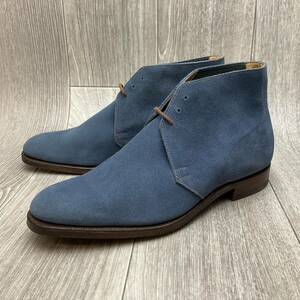 【アウトレット】CROCKETT&JONES◆CHUKKA◆ブルー◆サイズ7.5(25.5cm)紳士革靴スエード チャッカーブーツ英国製クロケットアンドジョーンズ