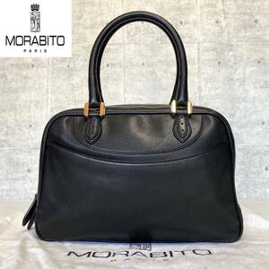 美品 MORABITO BLACK レザー シルバー金具 モラビト ブラック 黒 ハンドバッグ トートバッグ ショルダー ボストンバッグ