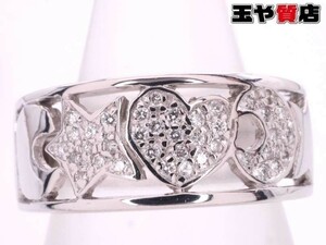 ポンテヴェキオ 美品 ダイヤ0.17ct 三日月 ハート 星 デザイン リング 12号 750 K18WG ホワイトゴールド