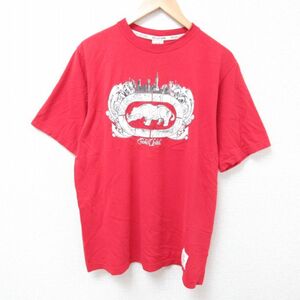 XL/古着 エコー ECHO 半袖 ブランド Tシャツ メンズ ビッグロゴ コットン クルーネック 赤 レッド 24aug08 中古