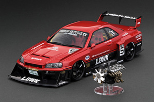 未開封ホビーフォーラム2022Ignition限定モデル1/18 LB-ER34 Super Silhouette SKYLINE Red/Black #5 With Engineスーパーシルエット＆L28