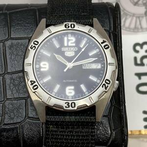 1000円スタート 腕時計 SEIKO セイコー メンズ 7S26-00Z0 SEIKO5 デイデイト AUTOMATIC 自動巻き 稼働 未オーバーホール W0153