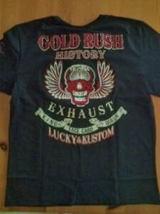 SALE　!　送料込◆LOWBLOW KNUCKLE◆88505◆GOLD RUSH◆半袖Ｔシャツ　スカル　 黒　 XL 